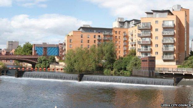 Visualisation of moveable weir at Crown Point in Leeds