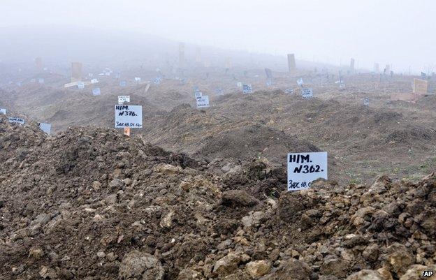 Anonymous graves of militants suspected of terrorist attacks, on the outskirts of Makhachkala, Dagestan, 24 January