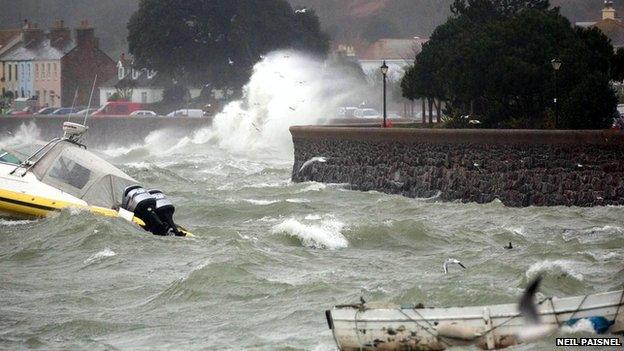 Waves hitting Gorey in Jersey