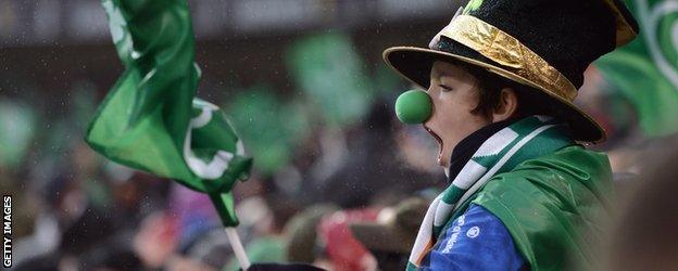 An Ireland fan at the Aviva Stadium