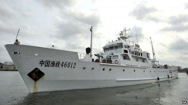 Chinese fishery ship about to patrol waters off Paracel Islands and Scarborough Shoal in South China Sea. March 2013