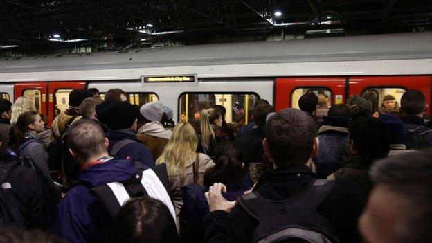 Tube station crowds