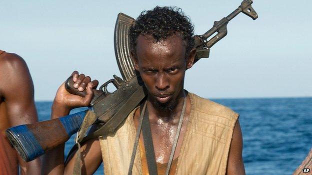 Barkhad Abdi in a scene from Captain Phillips