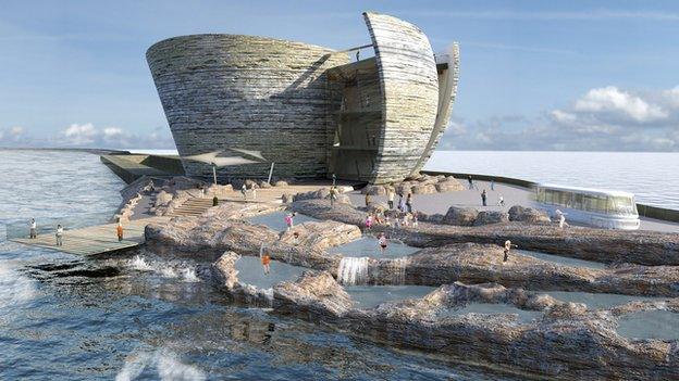 The oyster-shaped visitor centre would be self-sufficient, according to the developer