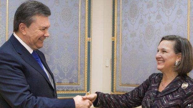 US Assistant Secretary of State Victoria Nuland meets President Viktor Yanukovych in Kiev. Photo: 6 February 2014