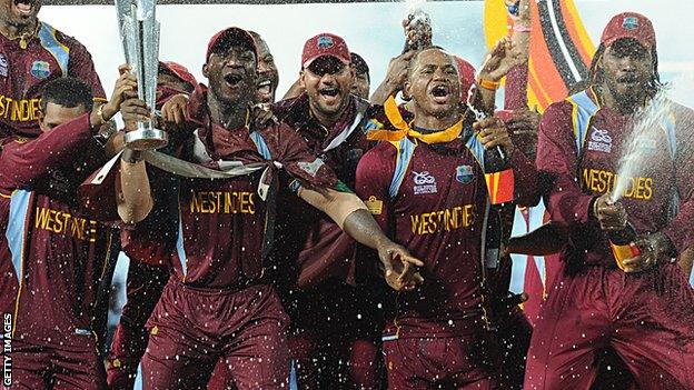 West Indies with the World Twenty20 trophy in 2012