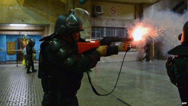 Riot police at Rio's Central Station