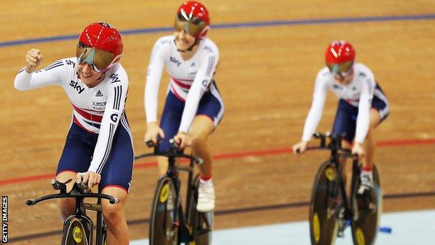 Laura Trott, Dani King and Elinor Barker British Cycling