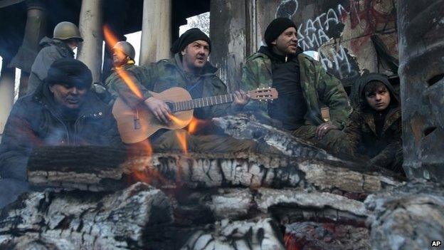 Anti-government protesters in Kiev