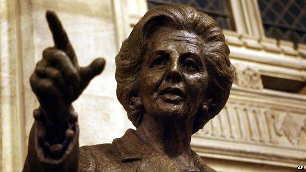 Bronze statue of Margaret Thatcher in the House of Commons