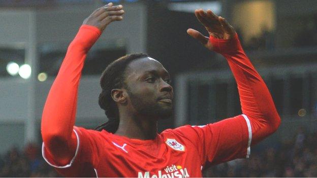 Kenwyne Jones celebrates after scoring for Cardiff City