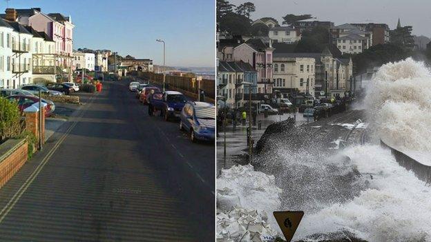 Dawlish, Devon, in the storms