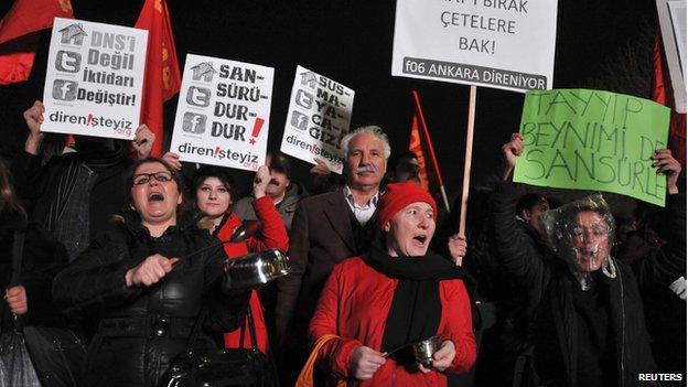 A demonstration in Ankara in January against Turkey's internet bill