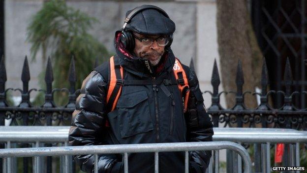 Spike Lee attends the funeral service for actor Philip Seymour Hoffman at St Ignatius Of Loyola 7 February 2014