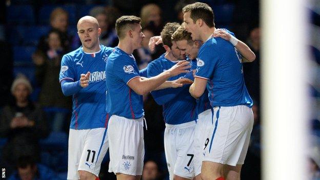 Rangers players celebrating