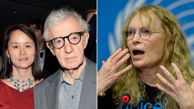 Left: Woody Allen and Soon Yi-Previn / Right: Mia Farrow