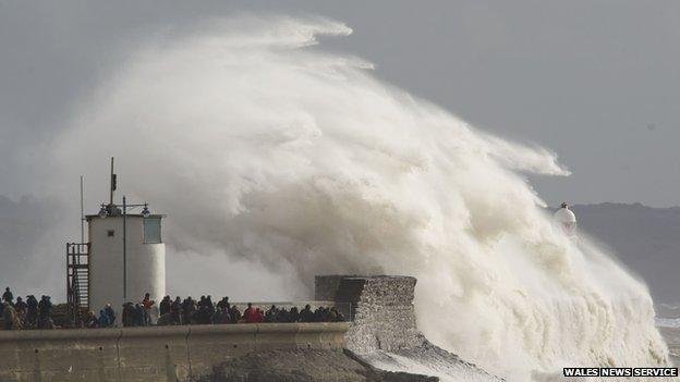 Stormy seas at Porthcawl on 8 February