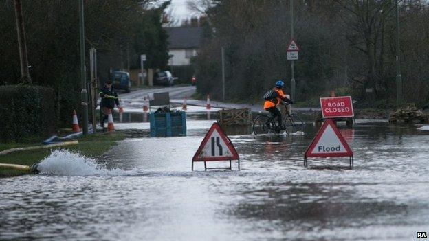 Flooded road near Chertsey