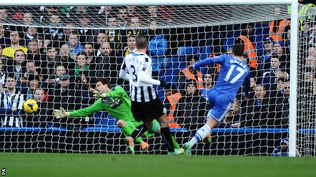 Eden Hazard scores for Chelsea against Newcastle