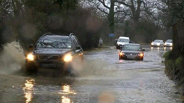 Cars in flood water