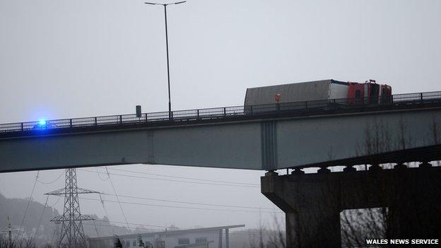 Lorry blown over on the M4 Briton Ferry bridge