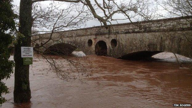 River Usk at Abergavenny, 8 Feb 2014