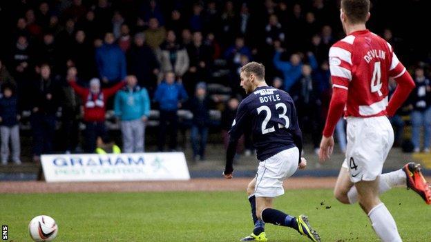 Martin Boyle scores for Dundee against Hamilton