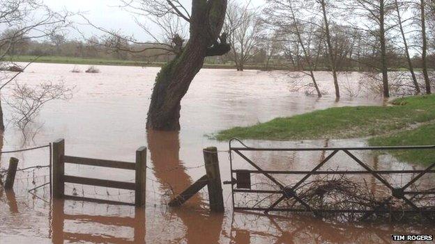 Flooded field in Abergavenny