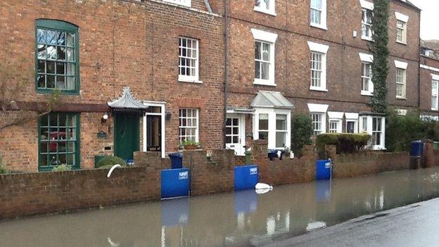 Flooded road at Abbey Terrace, Tewkesbury