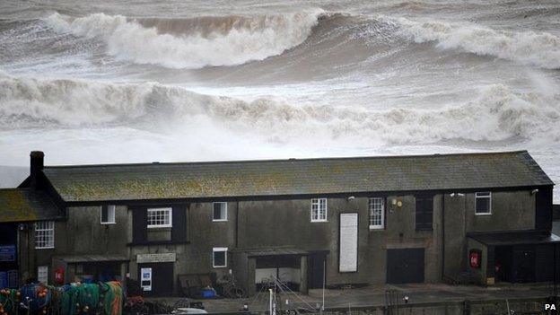 Dorset coast hit by waves