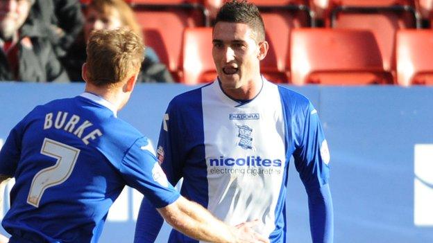 Federico Macheda celebrates his second goal at The Valley