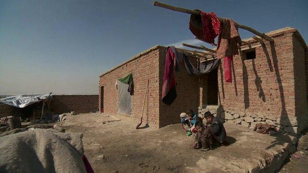 Children in the Kuchi community on a hillside east of the Afghan capital Kabul