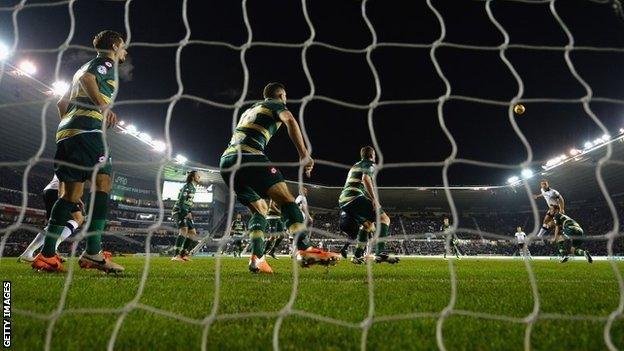 John Eustace scores a header for Derby