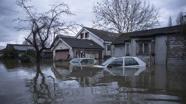 house and car under floodwater