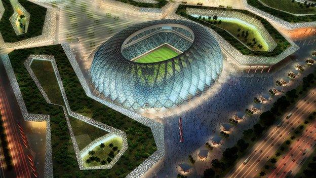 An artist's impression of a 2022 World Cup stadium in Qatar