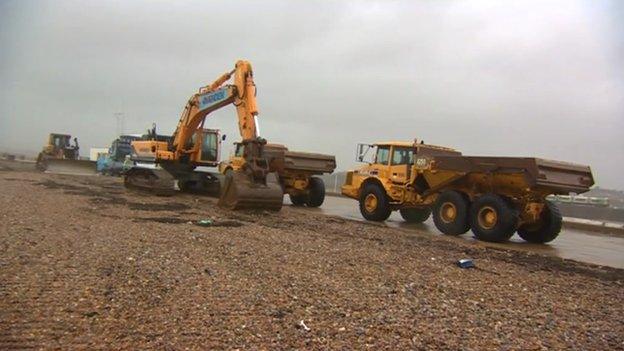 Contractors on Seaford Beach