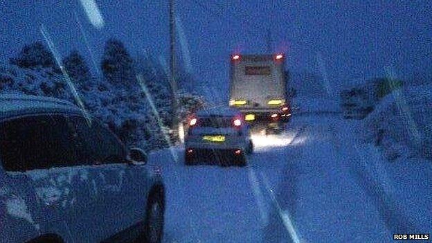 Some roads were closed for a while by the snowfall