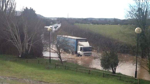 Lorry in water