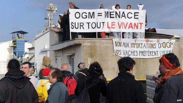 Anti-GM protest in Trebes, southwest France, 15 Apr 13