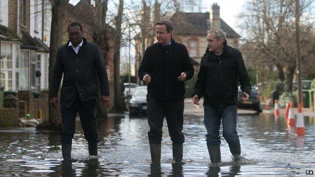 David Cameron inspecting floods