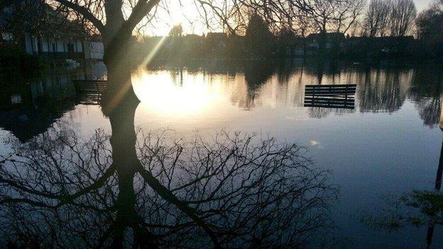 Flooding on Wraysbury cricket pitch