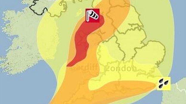 Red warning map