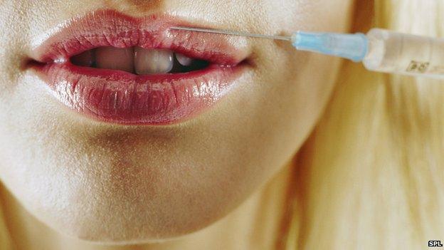 Dermal filler injected into lips