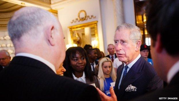 Prince Charles talking to Barry and Margaret Mizen