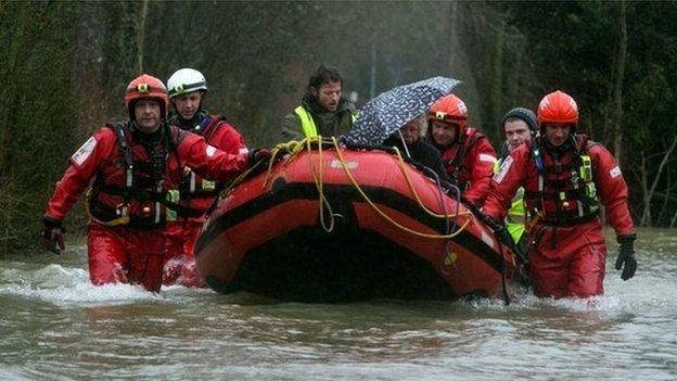 Emergency services working to rescue stranded residents in Wraysbury, Berkshire