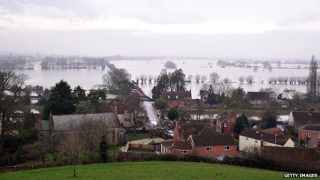 Flooding around the village of Burrowbridge