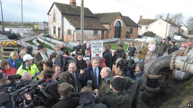 Environment Secretary Owen Paterson visiting Northmoor Pumping Station in Somerset