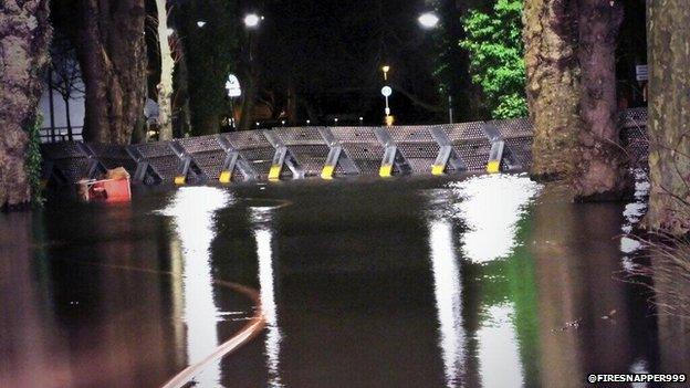 Flood barriers in Winchester