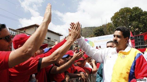 Venezuela's President Nicolas Maduro attends an event to celebrate Youth Day in La Victoria on 12 February, 2014