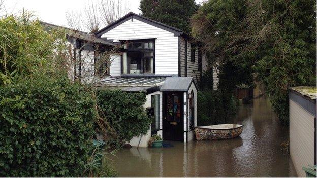 Sally Pemberton's flooded house in Shepperton